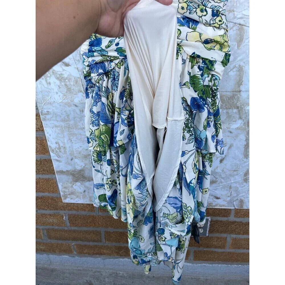 Abercrombie & Fitch High Neck Ruched Tiered Maxi Dress size XS